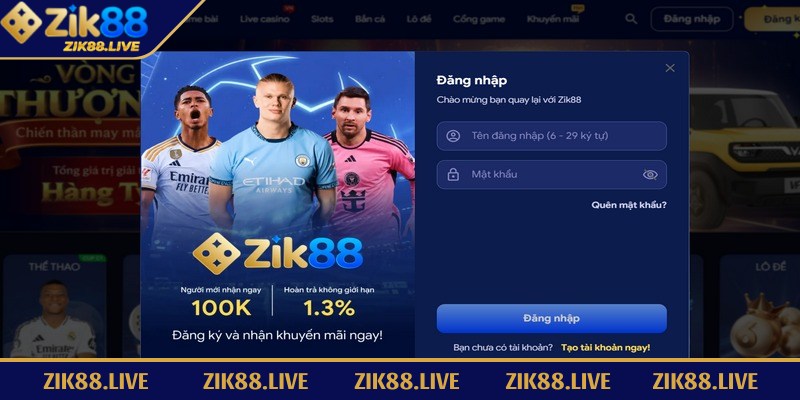 Đăng nhập Zik88 Truy Cập Thế Giới Giải Trí Không Giới Hạn 2 Xác nhận đăng nhập Zik88 sau khi cung cấp đủ thông tin