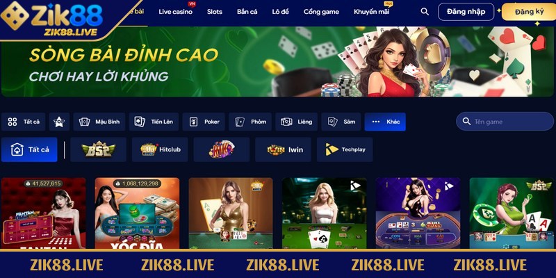 Game bài tại Zik88 một trong những sảnh cược hấp dẫn