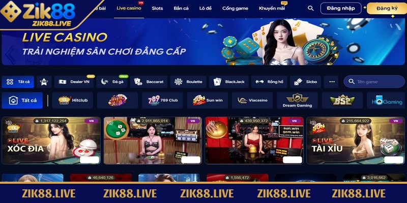 Sảnh live casino cho anh em trải nghiệm không khí sòng bạc thực thụ