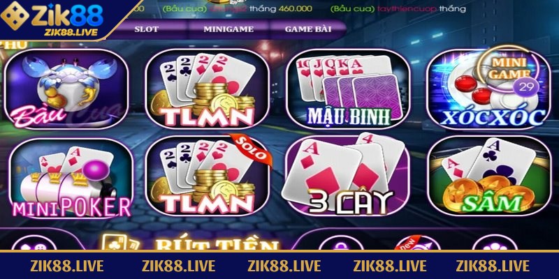 Tải Game Bài - Trải Nghiệm Đỉnh Cao, Hấp Dẫn Cùng Nhà Cái 2 Zik88 cung cấp bộ sưu tập đa dạng rất nhiều các trò chơi bài